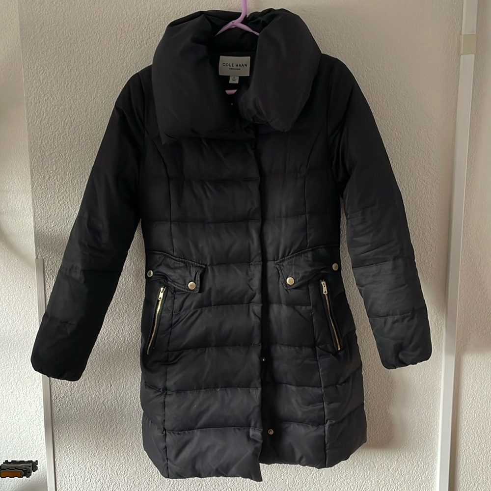 Black Cole Haan Down Coat, Size S